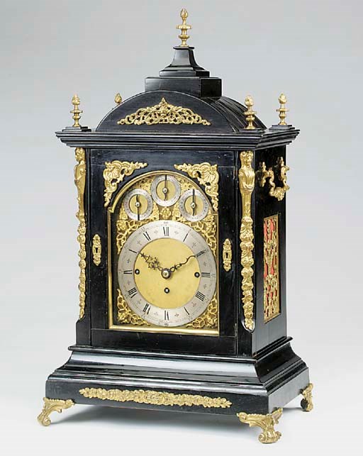 A Victorian ebonised and brass-mounted quarter-chiming Directors' clock, circa 1880