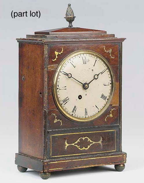 A George IV mahogany and brass inlaid bracket timepiece, circa 1825