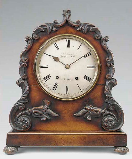 An early Victorian mahogany striking bracket clock, mid 19th century and later