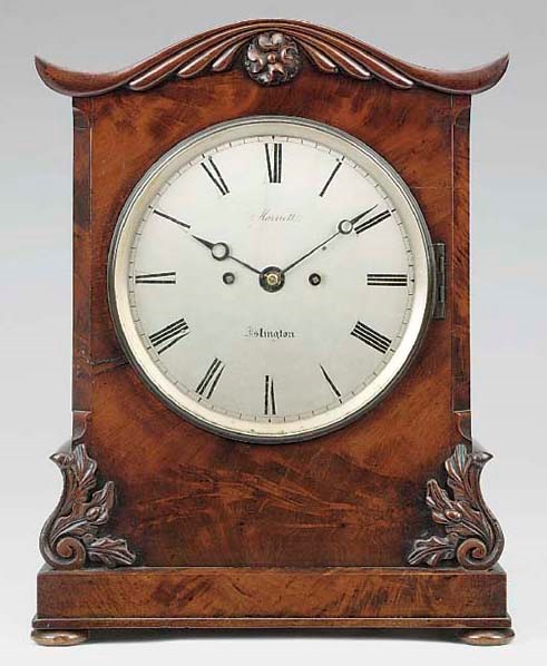 An early Victorian mahogany striking bracket clock, circa 1840