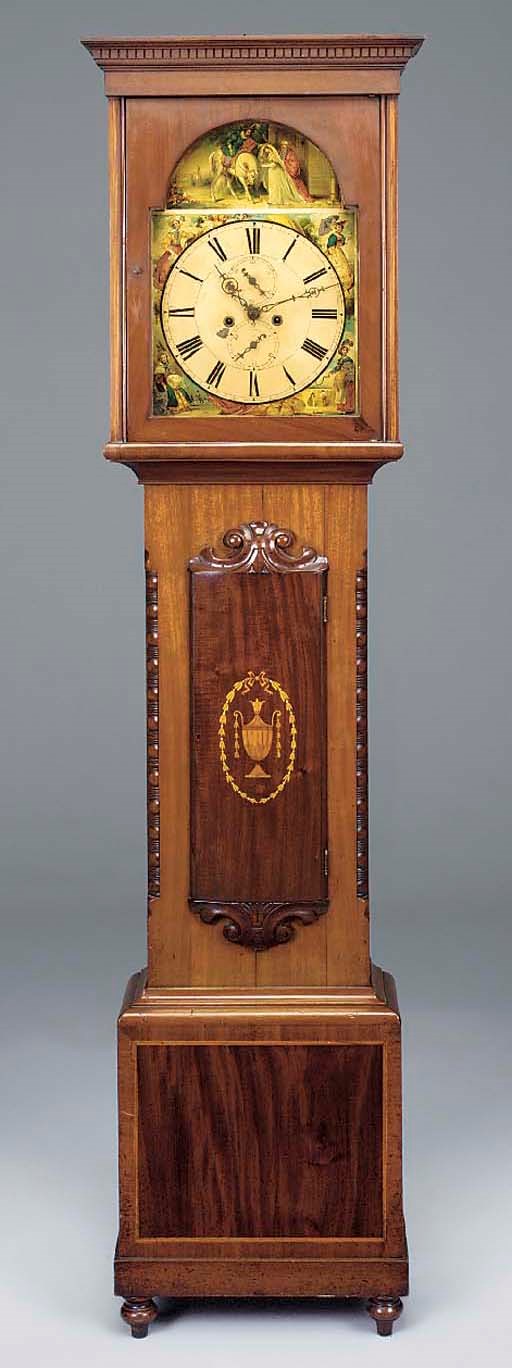 An early Victorian mahogany and inlaid longcase clock, circa 1840
