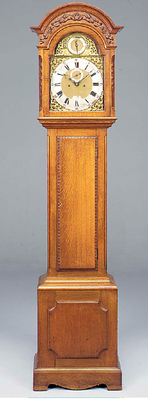 A late Victorian oak longcase clock, circa 1880