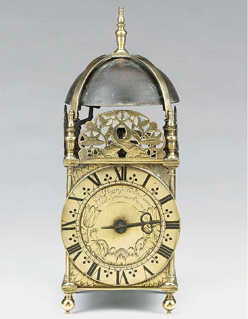 A William and Mary brass striking lantern clock, circa 1690