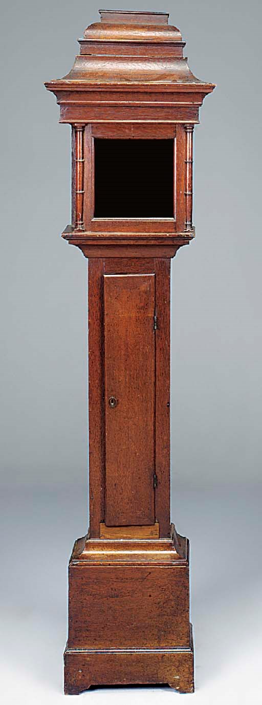 An English oak longcase clock case, early 18th century