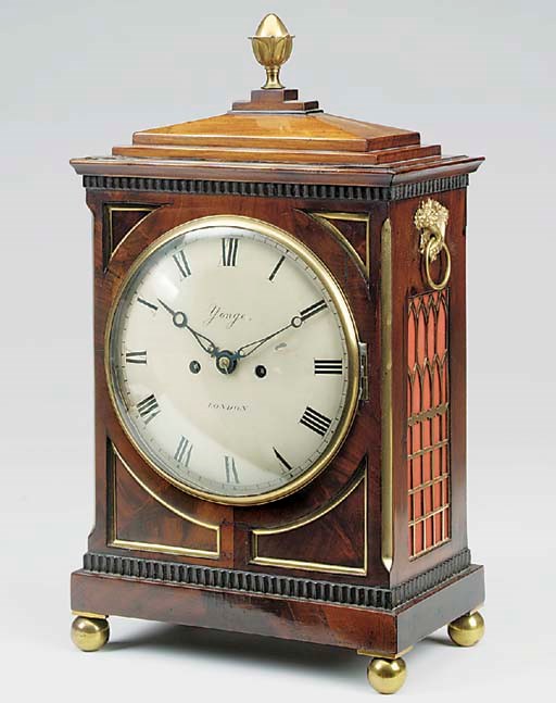 A George IV mahogany and brass-inlaid striking bracket clock, circa 1825