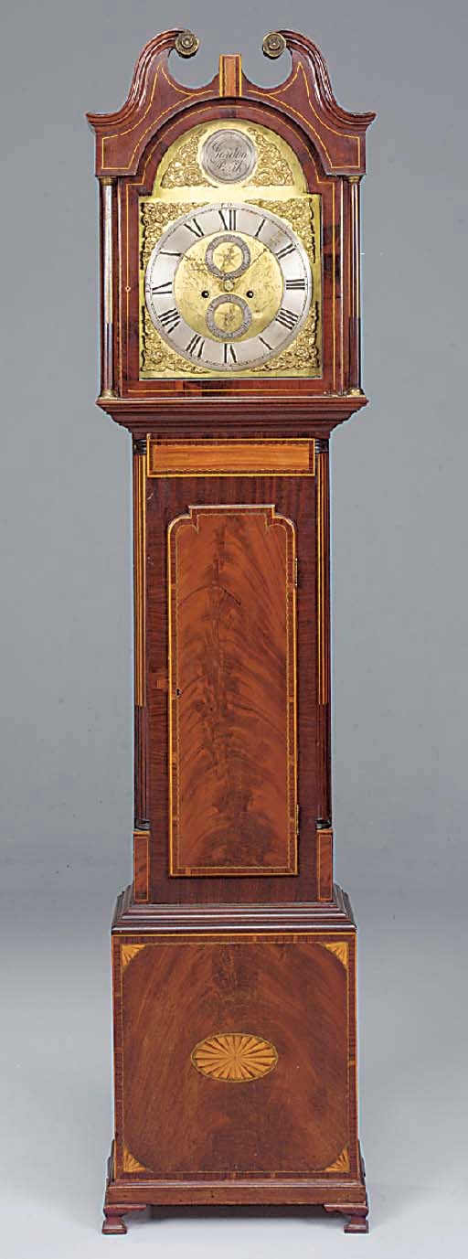 A George III Scottish mahogany and inlaid longcase clock, circa 1815