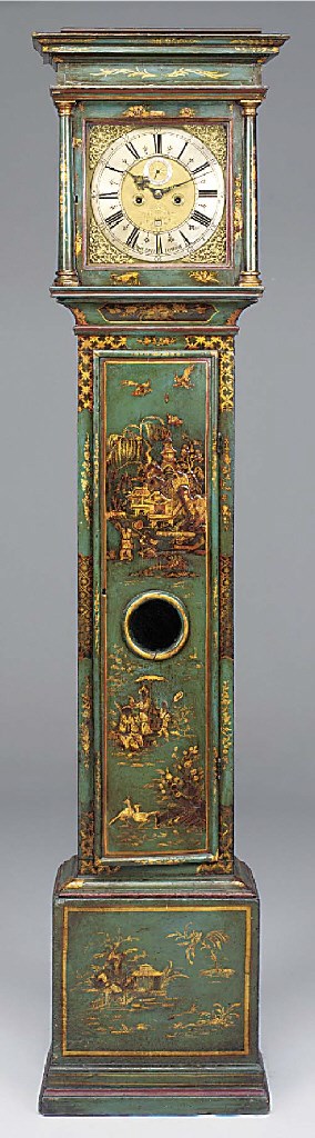 A George I blue japanned longcase clock, circa 1715