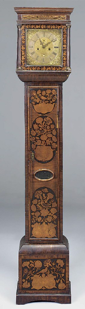 A Charles II walnut and floral marquetry longcase clock
