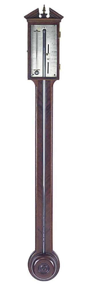 A George III mahogany stick barometer, circa 1810