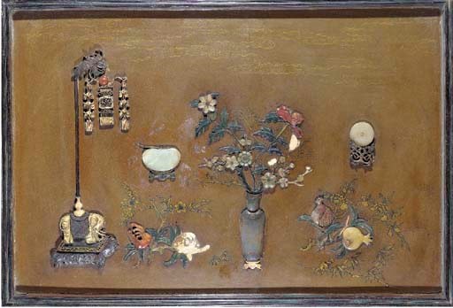 A CHINESE EMBELLISHED LACQUER RECTANGULAR SCREEN
20TH CENTURY