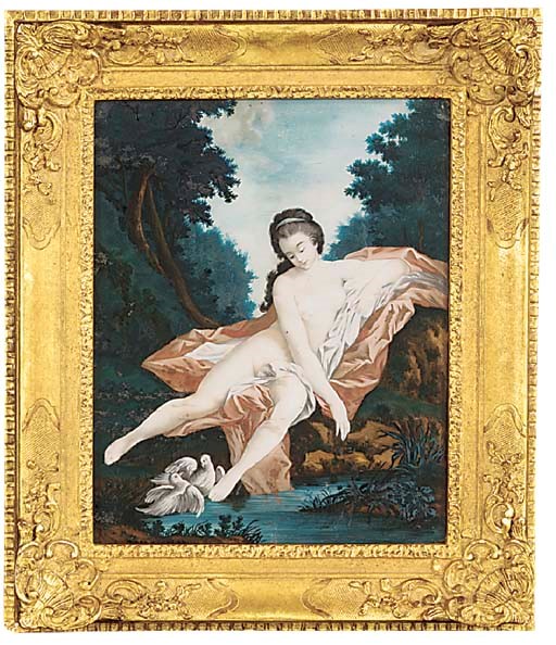 A CHINESE-EXPORT REVERSE MIRROR-PAINTING-ON-GLASS