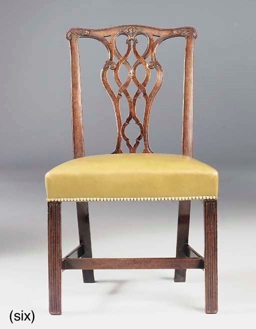 A SET OF SIX MAHOGANY DINING-CHAIRS