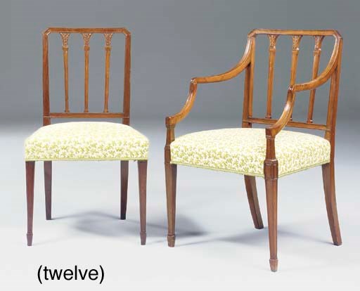 A SET OF TWELVE MAHOGANY DINING-CHAIRS