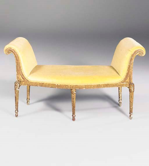 A GEORGE III GILTWOOD WINDOW SEAT
