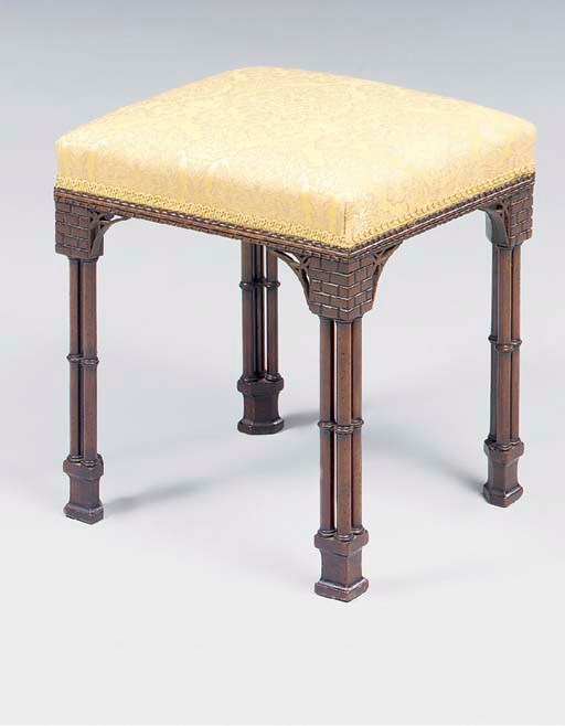 A MAHOGANY STOOL