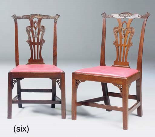 A MATCHED SET OF SIX IRISH GEORGE III MAHOGANY DINING-CHAIRS
