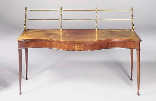 AN IRISH GEORGE III MAHOGANY SERPENTINE SERVING-TABLE