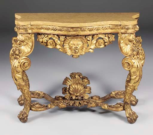 AN IRISH EARLY VICTORIAN GILTWOOD SIDE TABLE