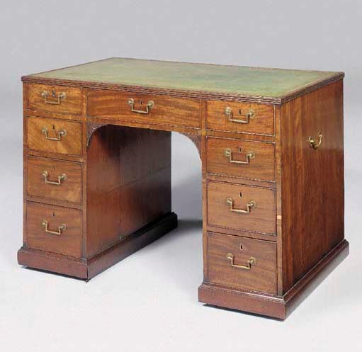 A GEORGE III MAHOGANY PEDESTAL DESK