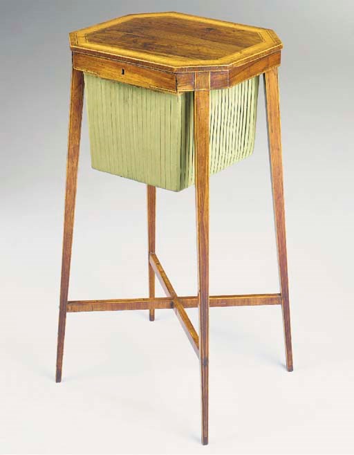 A LATE GEORGE III ROSEWOOD WORK-TABLE