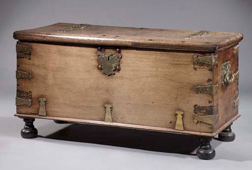 A Dutch Colonial brass-mounted hardwood chest