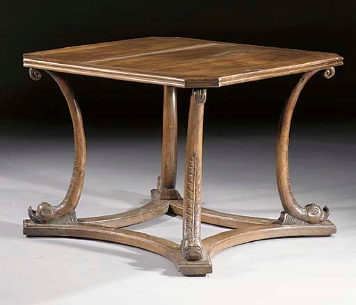 A North Italian walnut centre table