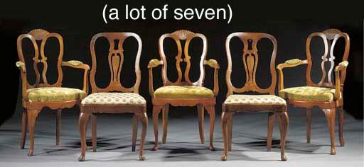 A lot of seven various Dutch elm chairs