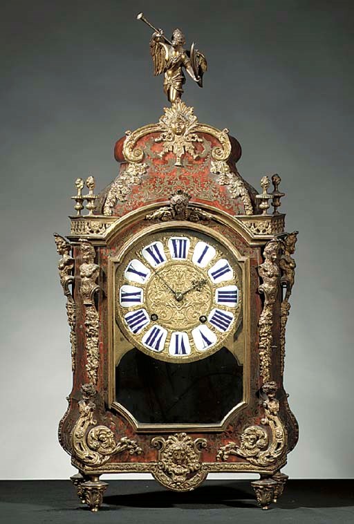 A French ormolu-mounted tortoiseshell and bras-inlaid striking bracket clock