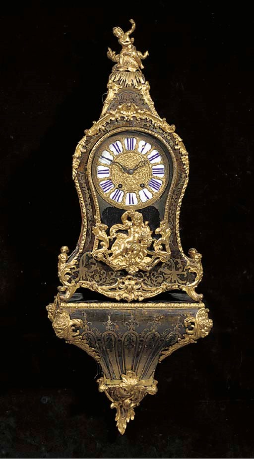A French ormolu-mounted brass-inlaid and tortoiseshell marquetry bracket clock