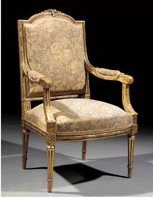 A giltwood fauteuil