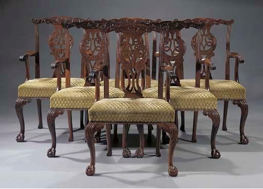 A set of six English mahogany armchairs