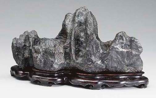 A BLACK LINGBI SCHOLAR'S ROCK