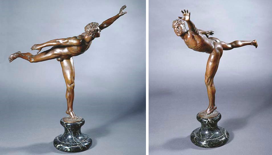 THE JAVELIN THROWER, A BRONZE STATUE OF AN ATHLETE