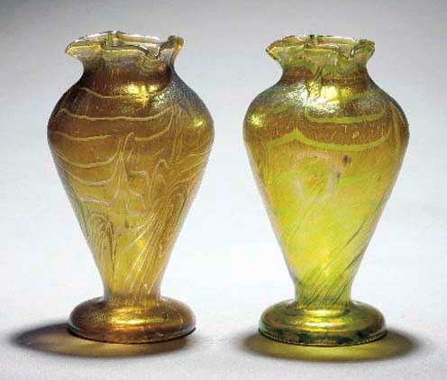 A pair of Loetz iridescent glass vases