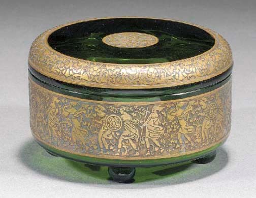 A Moser etched and gilt glass bowl and cover