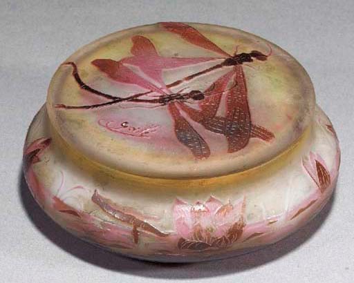 A Gallé cameo glass bowl and cover