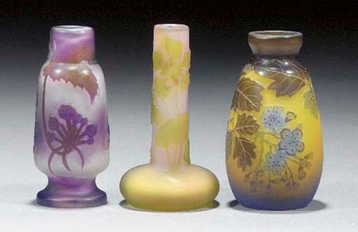 A small Gallé cameo glass tube vase