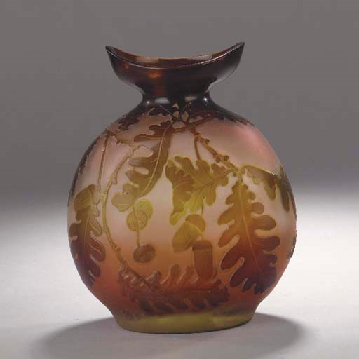A Gallé cameo glass flask vase
