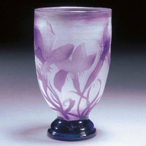 A Gallé fire-polished cameo glass vase,