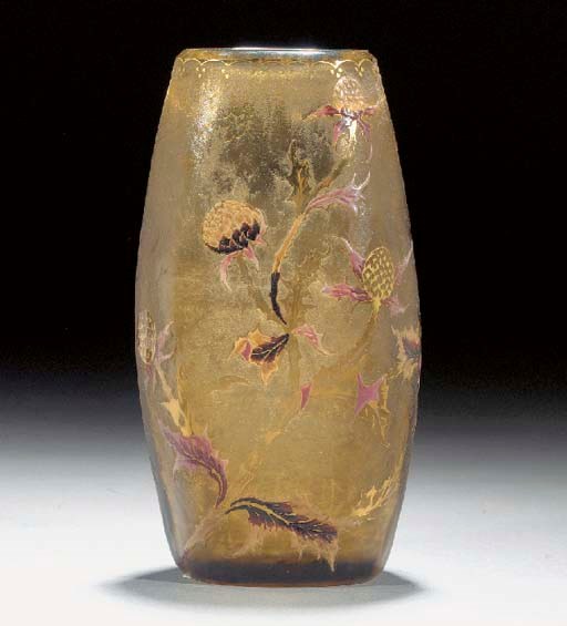 A Gallé cameo, enamelled and gilt glass vase