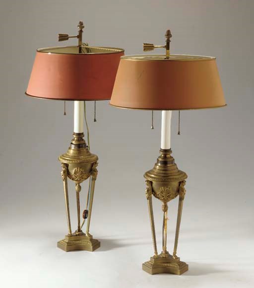 A PAIR OF RESTAURATION ATHENIENNE MOUNTED AS TABLE LAMPS,