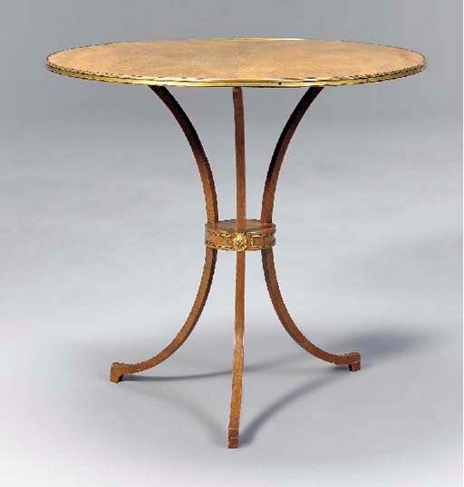A LOUIS XVI STYLE BRASS-MOUNTED MAHOGANY GUERIDON,