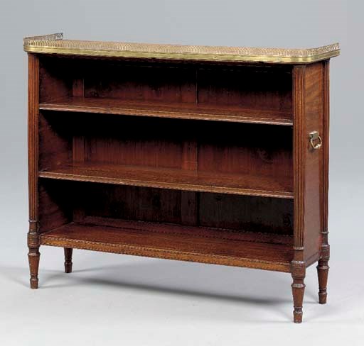 A LATE GEORGE III BRASS-MOUNTED MAHOGANY BOOKCASE,