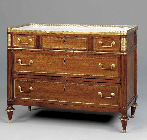 A LOUIS XVI BRASS-MOUNTED MAHOGANY COMMODE,