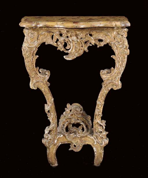 A LOUIS XV GILTWOOD CONSOLE TABLE,