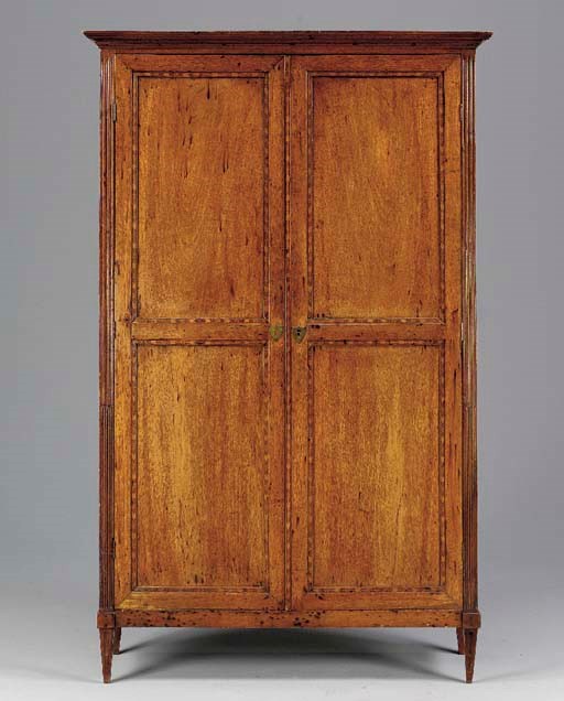 A LOUIS XVI PROVINCIAL INLAID WALNUT ARMOIRE,