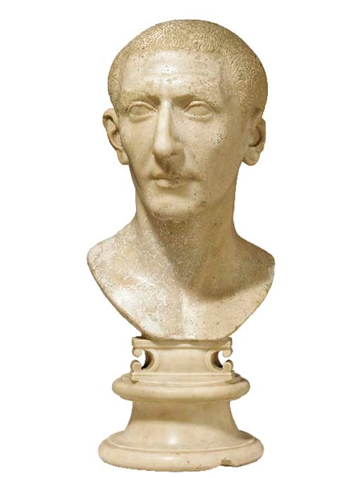 A ROMAN STYLE MARBLE BUST OF A PATRICIAN,