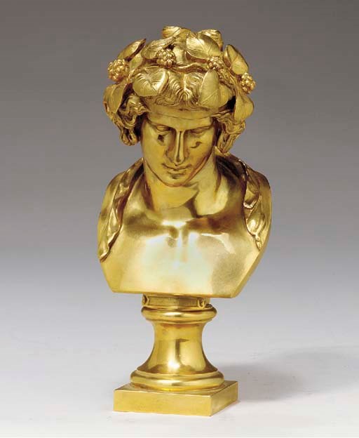 A FRENCH GILT-BRONZE BUST OF BACCHUS,