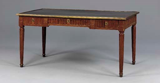 A LOUIS XVI PROVINCIAL FRUITWOOD BUREAU PLAT,