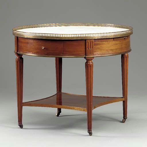 A LOUIS XVI STYLE BRASS-MOUNTED MAHOGANY GUERIDON,